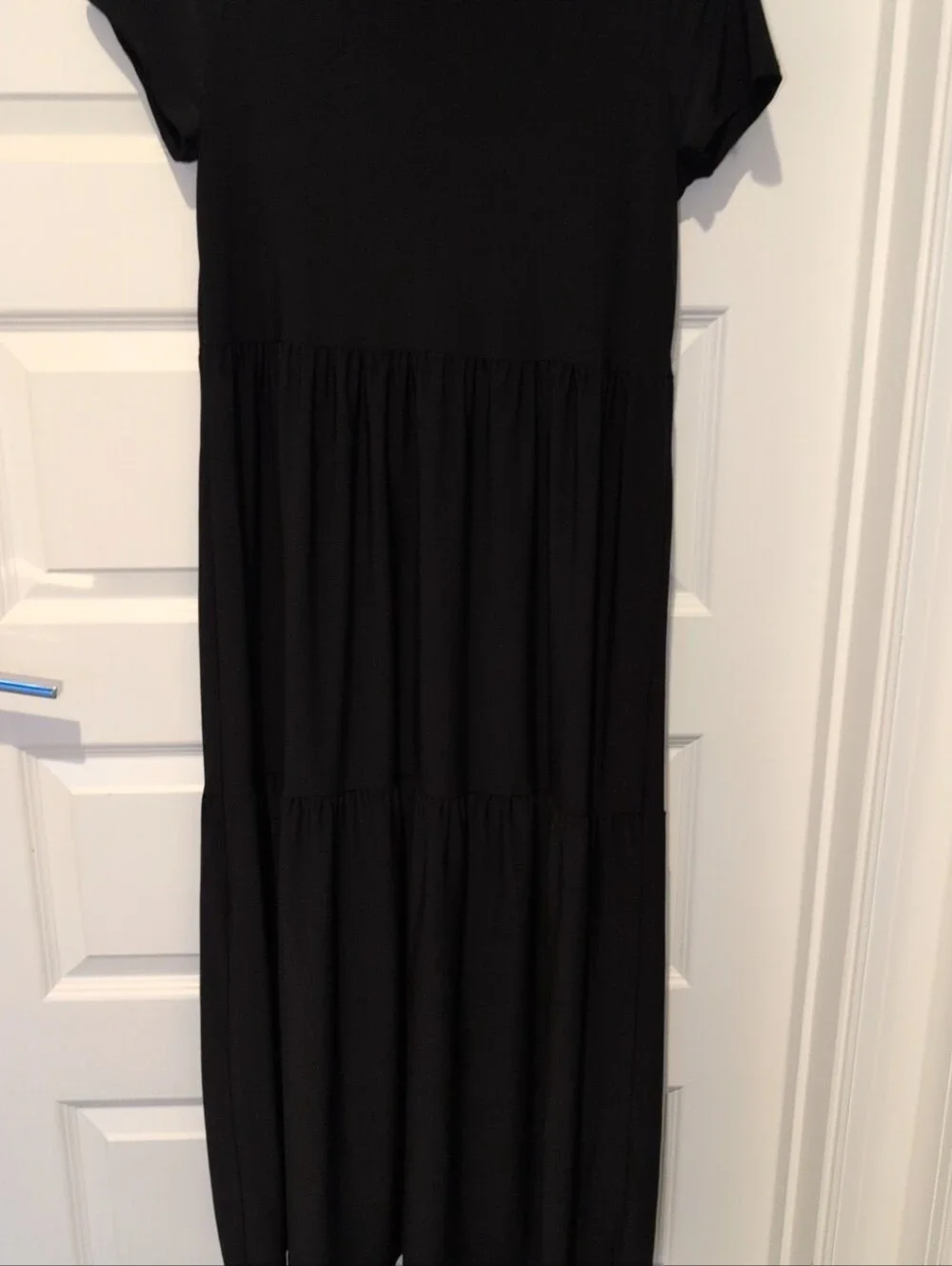 Nicole Miller Black Short-Sleeve Tiered Maxi Dress - Picture 5 of 9